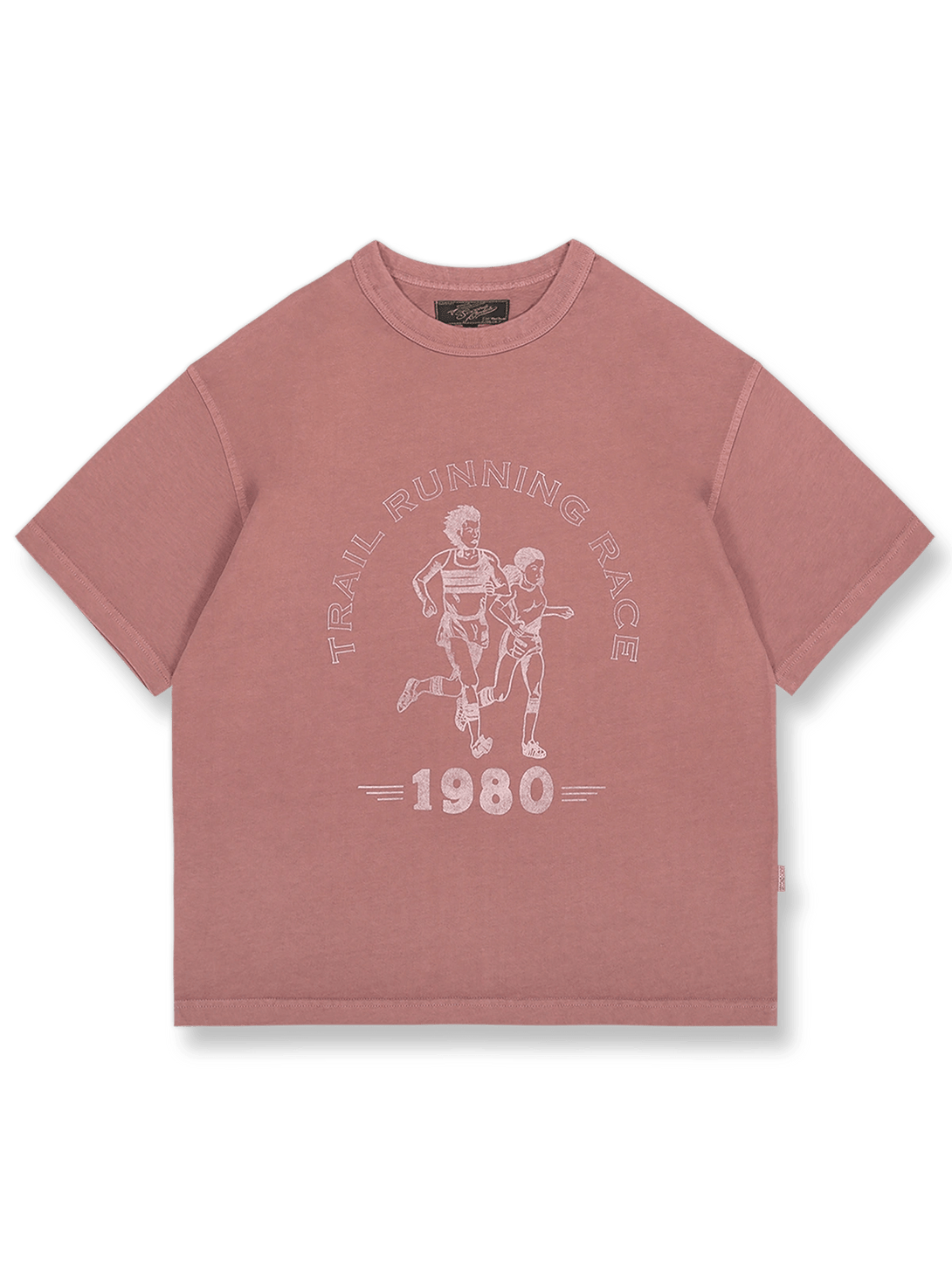 1980 Running Race バティックアメリカンプリントオーバーサイズ半袖Tシャツ正面展示