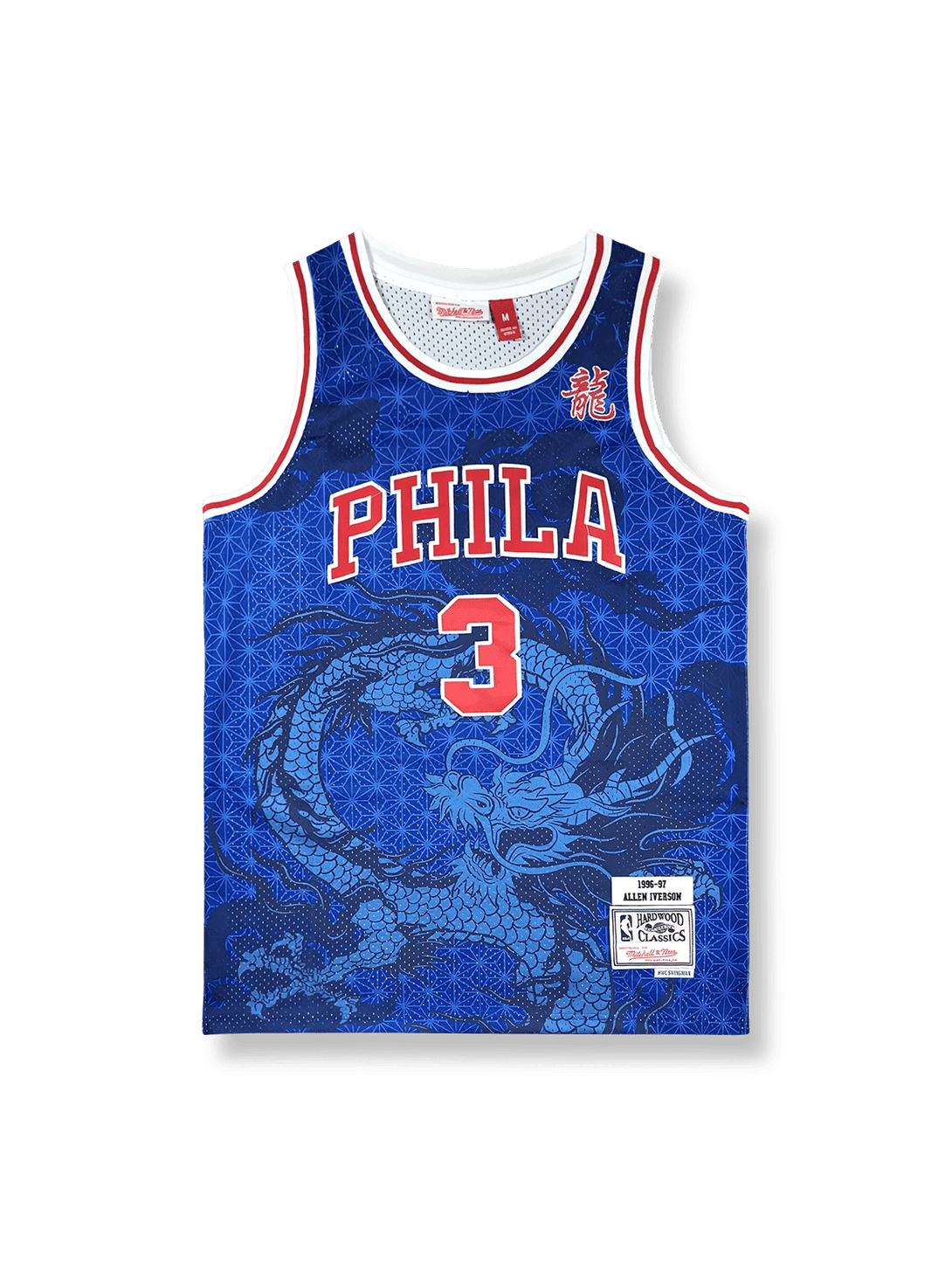 製品画像: 1996/97シーズン フィラデルフィア・76ers アレン・アイバーソン3番 中華辰年特別版ジャージの全体展示図