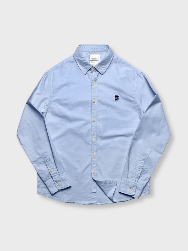 Two-tone mini cup embroidery Oxford work shirt