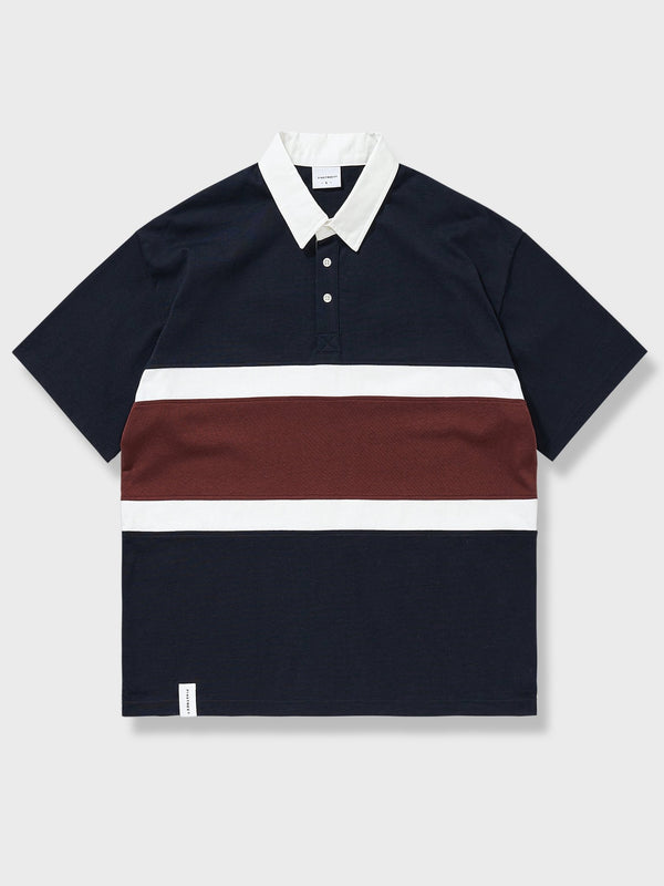 3-color striped cotton short-sleeve polo shirt