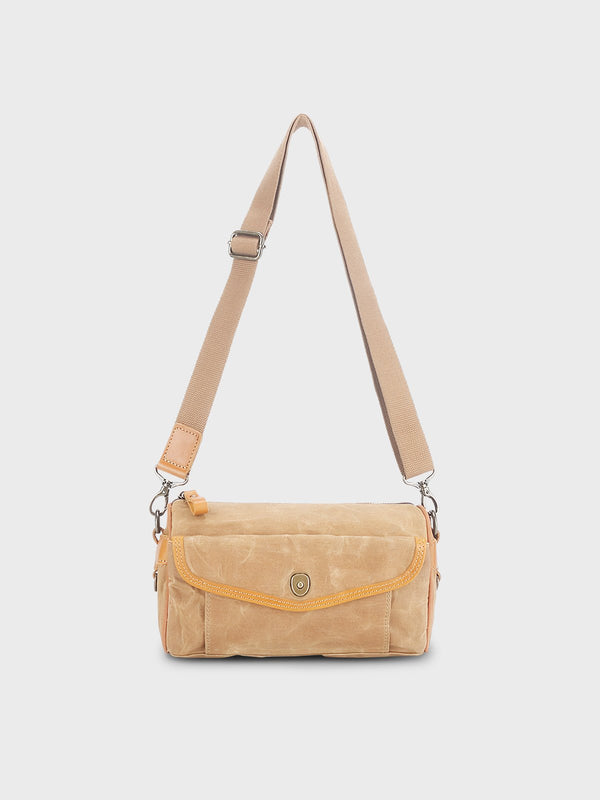 4-color canvas x leather messenger bag