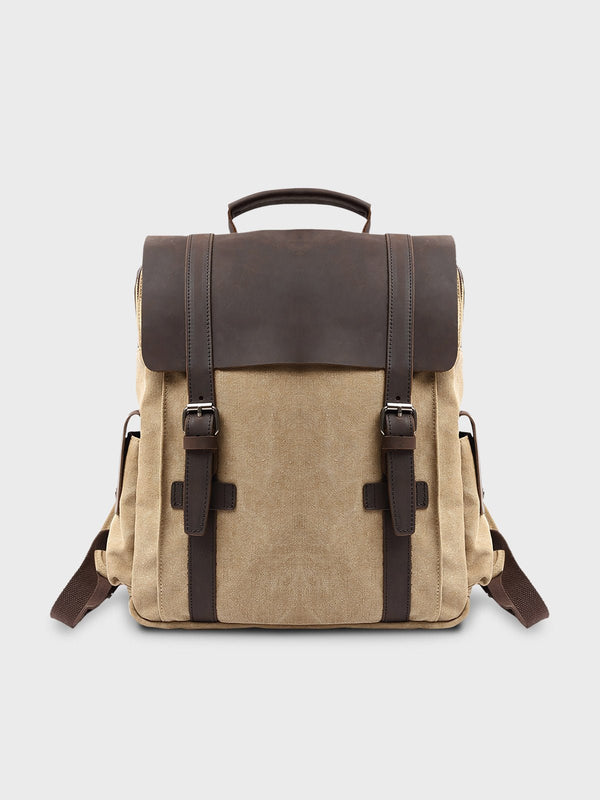 5-color canvas and leather blend backpack