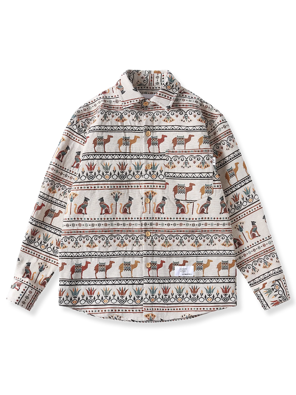 PESSOA | Egyptian symbols jacquard pattern long sleeve shirt