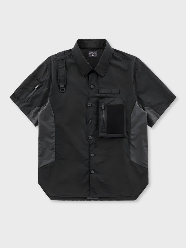 Short sleeve work shirt with zip pocket