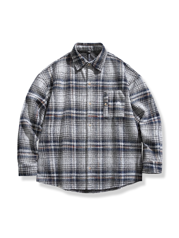 PARDON | Retro check thick long sleeve shirt