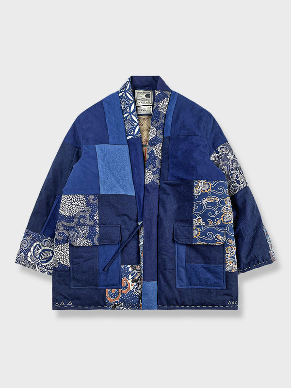 Sashiko print patchwork hanten