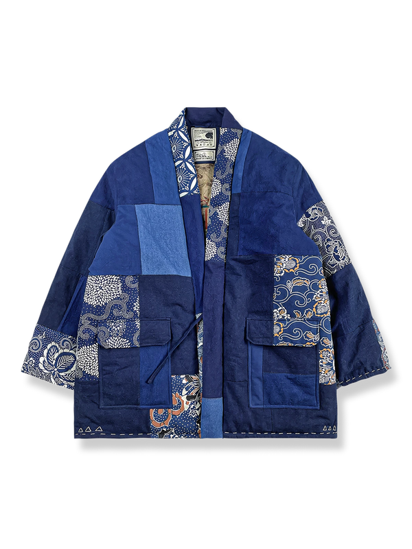 Sashiko print patchwork hanten