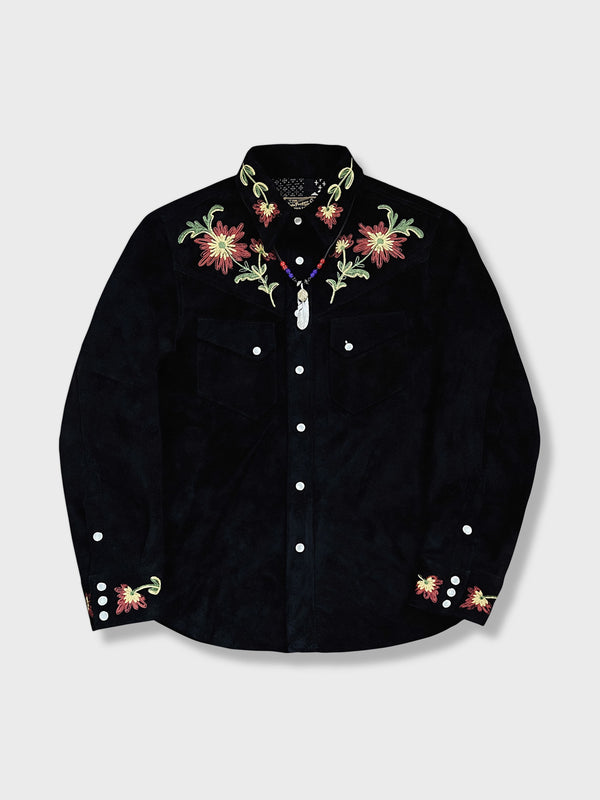 embroidered suede shirt