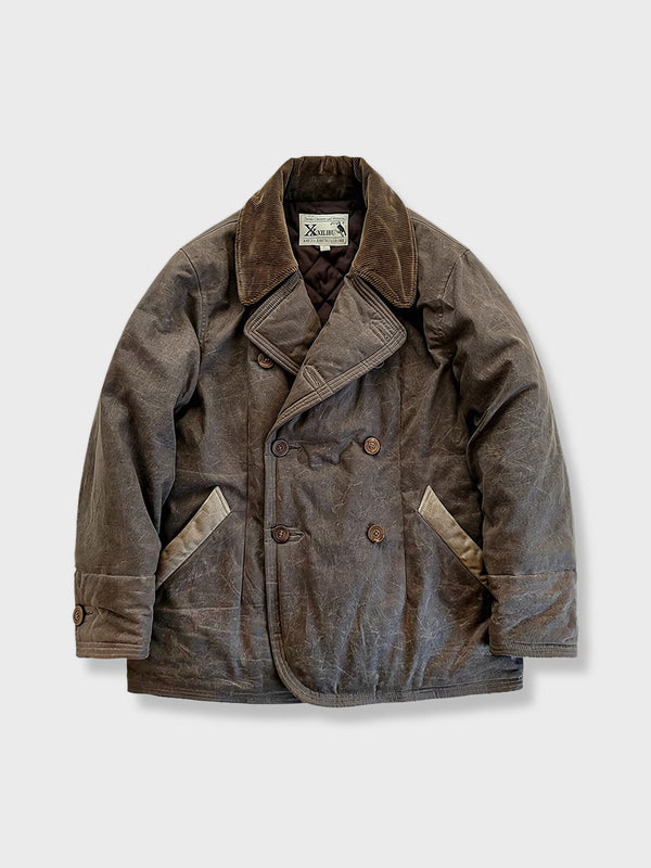 Waxed double-breasted coat