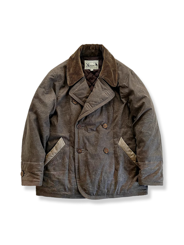 Waxed double-breasted coat