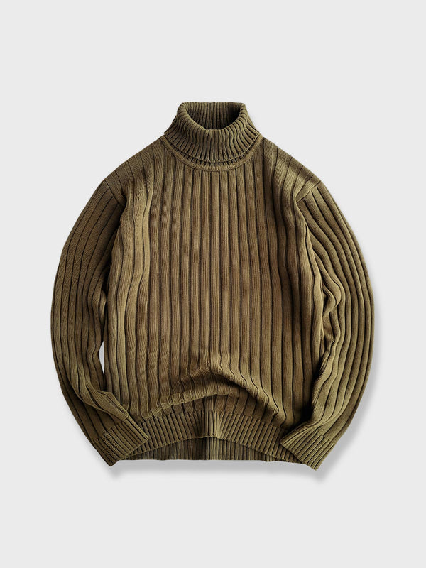 100% cotton high neck knit sweater