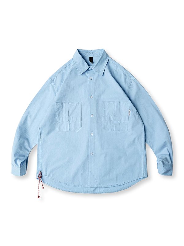 Red cord work pocket long sleeve shirt