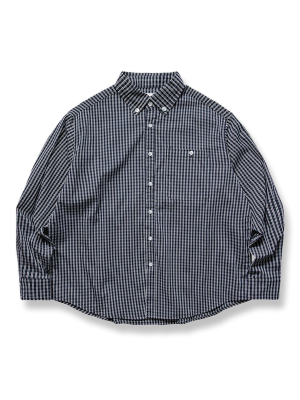 Plaid round hem long sleeve shirt