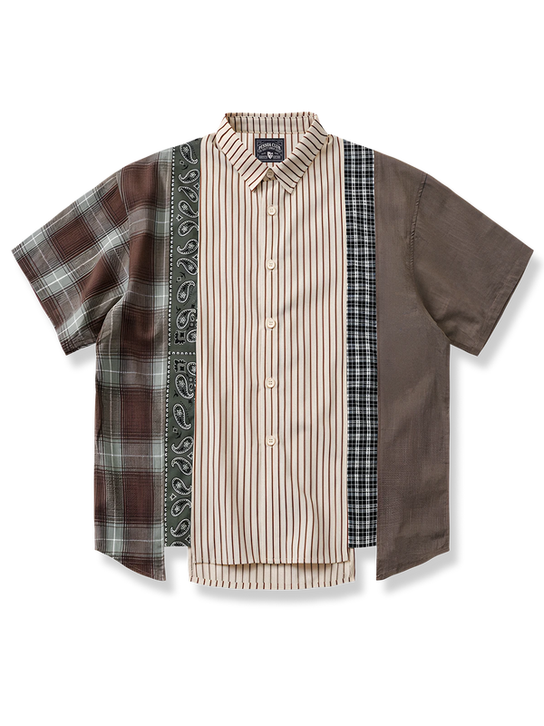 Reconstructed 5-piece patchwork shirt