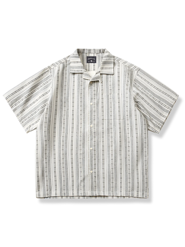 Ethnic Striped Cotton Linen Cuban Shirt