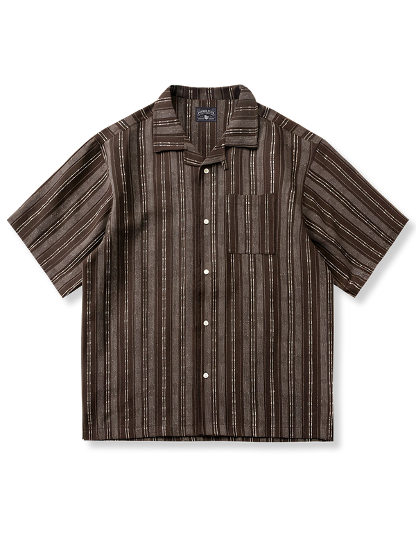 Ethnic Striped Cotton Linen Cuban Shirt