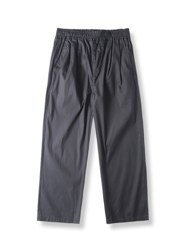 Plain 2-color easy tapered pants