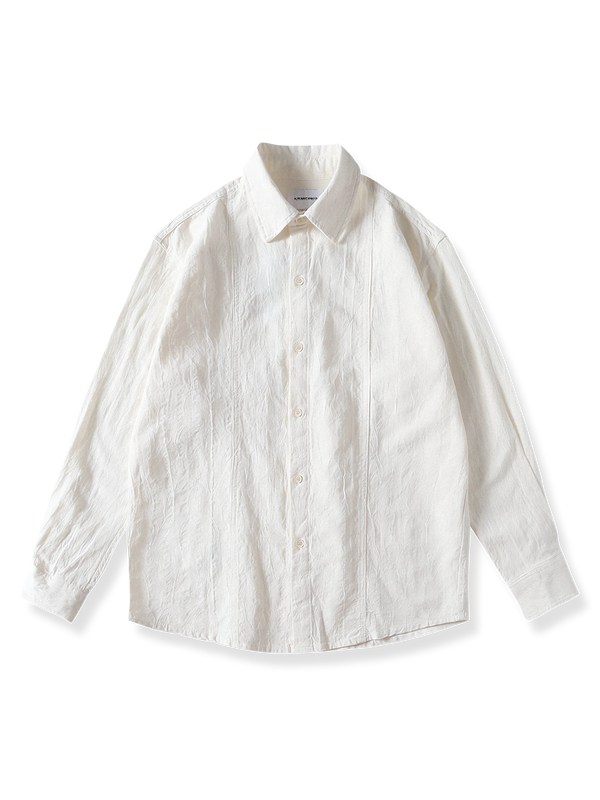 Original processing jacquard cotton linen long sleeve shirt