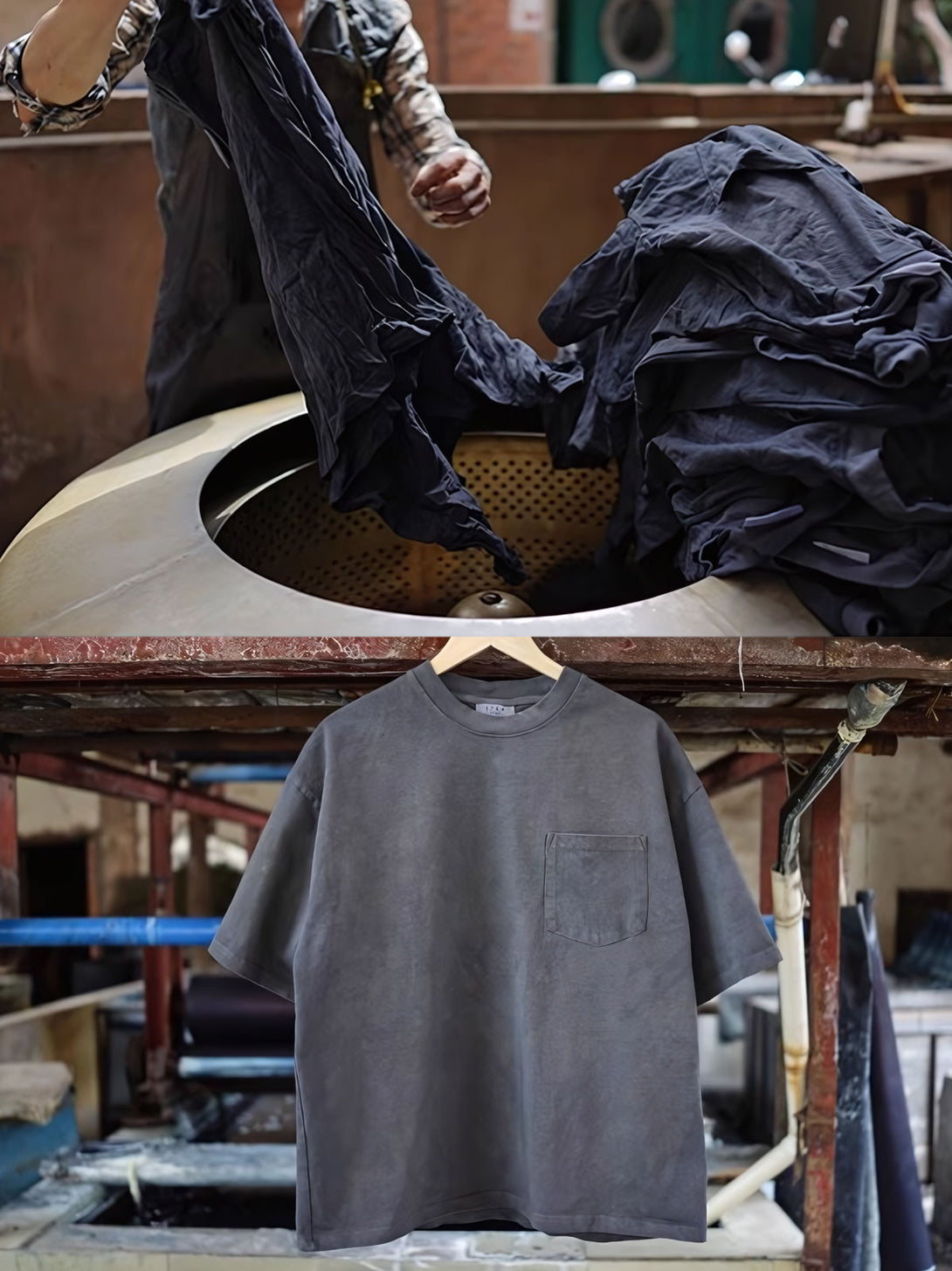  Tシャツの独特なアイスダイ染め（Ice Dyeing）模様のディテール画像