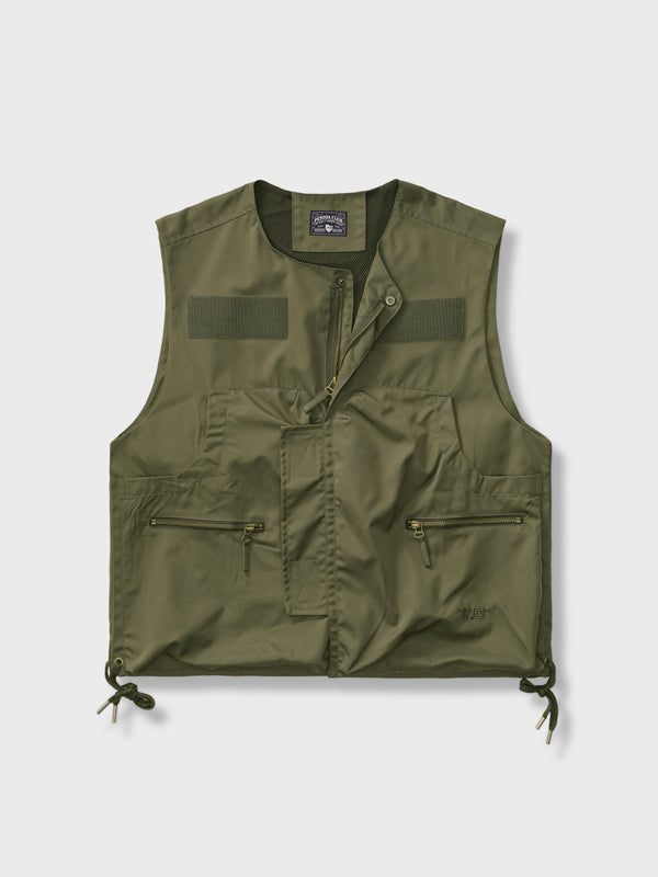 Military green round neck vest