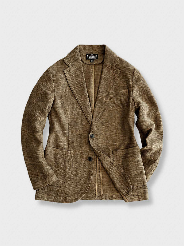 Coffee linen tailored jacket