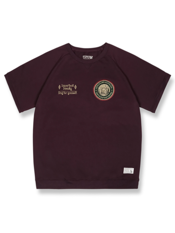 Short sleeve t-shirt with embroidered raglan badge