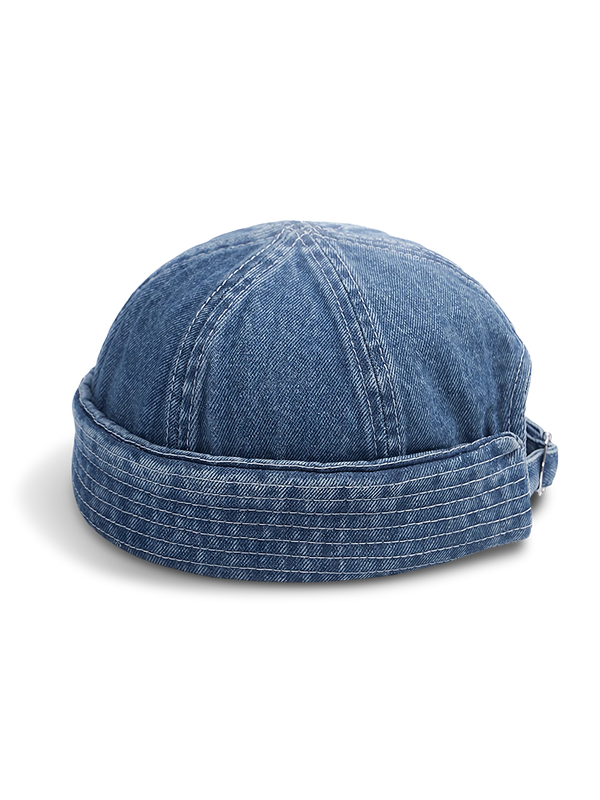 Washed denim retro sailor hat