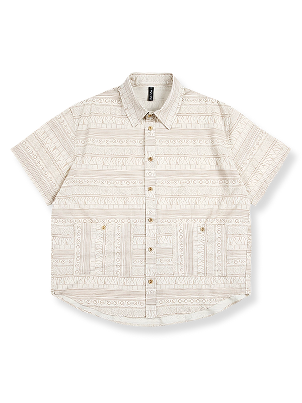 Ethnic pattern short sleeve shirt