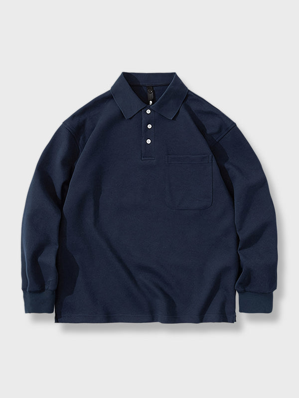 Plain long sleeve polo shirt