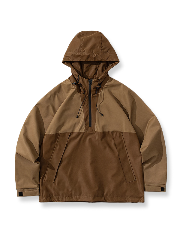 Functional outdoor color patchwork hooded Gore-Tex jacket