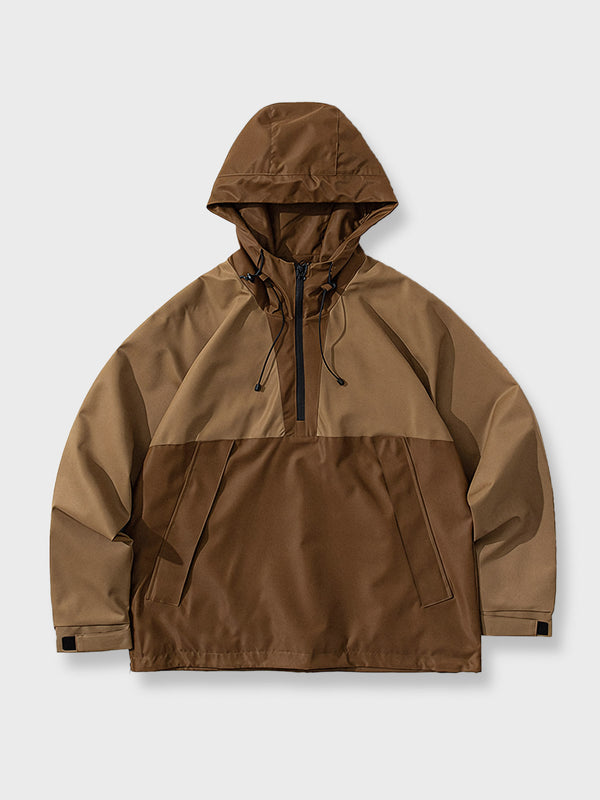 Functional outdoor color patchwork hooded Gore-Tex jacket