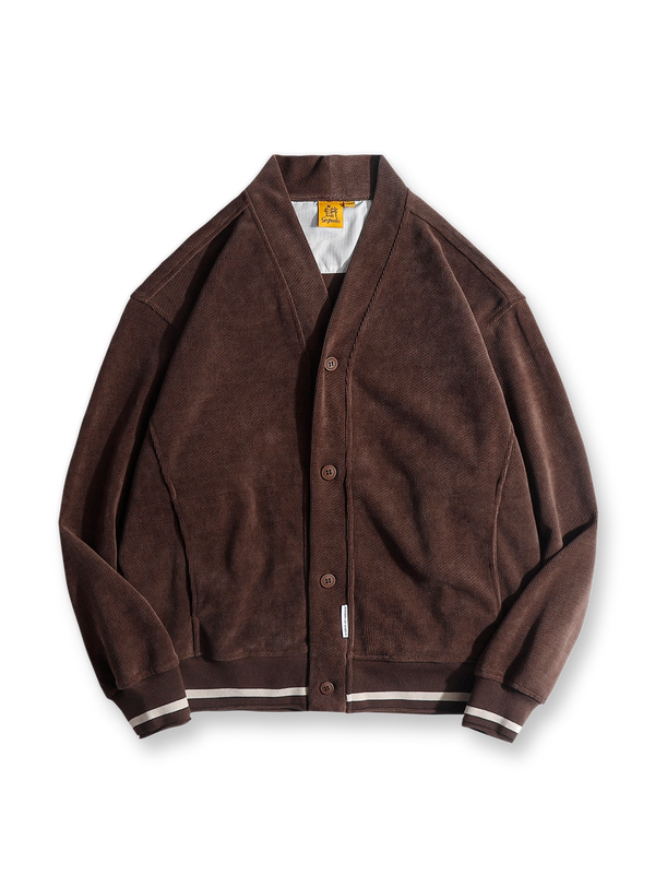 PESSOA | No-collar corduroy cardigan