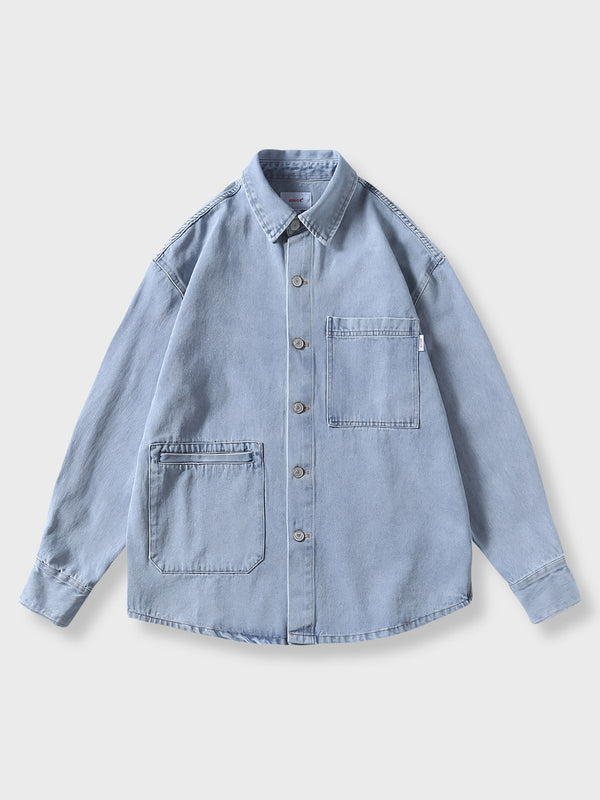 Vintage-look washed denim jacket