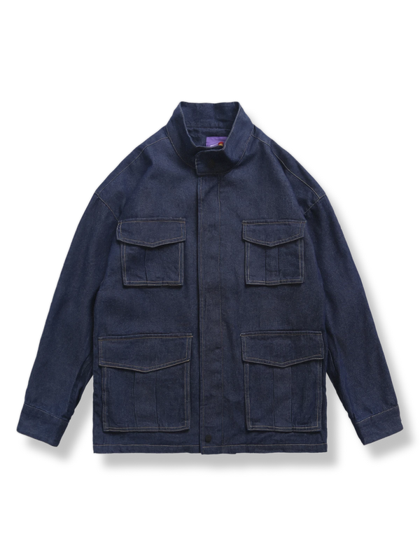 PESSOA | 6-pocket stand-up collar denim jacket