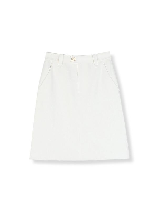 White jacquard high-waisted A-line skirt