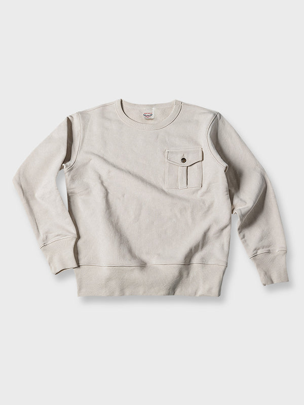 Crew neck cotton sweatshirt with 3D pocket