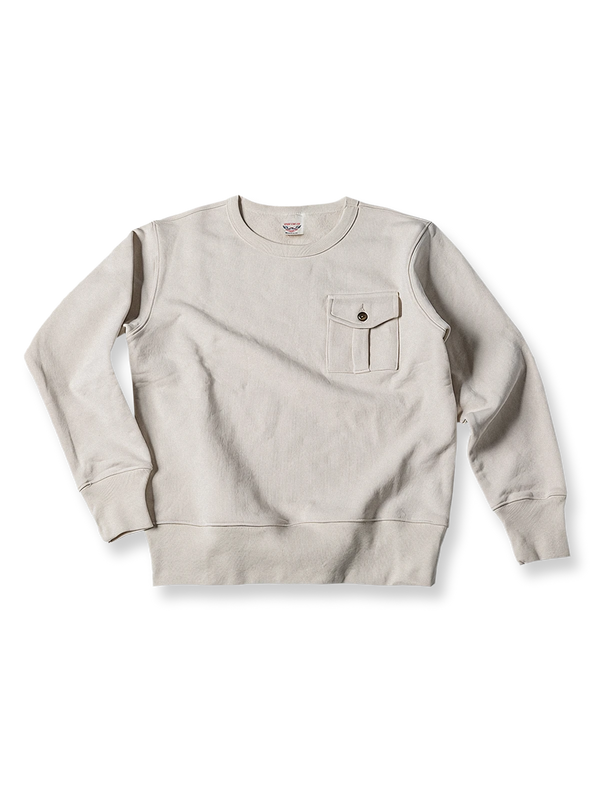 Crew neck cotton sweatshirt with 3D pocket