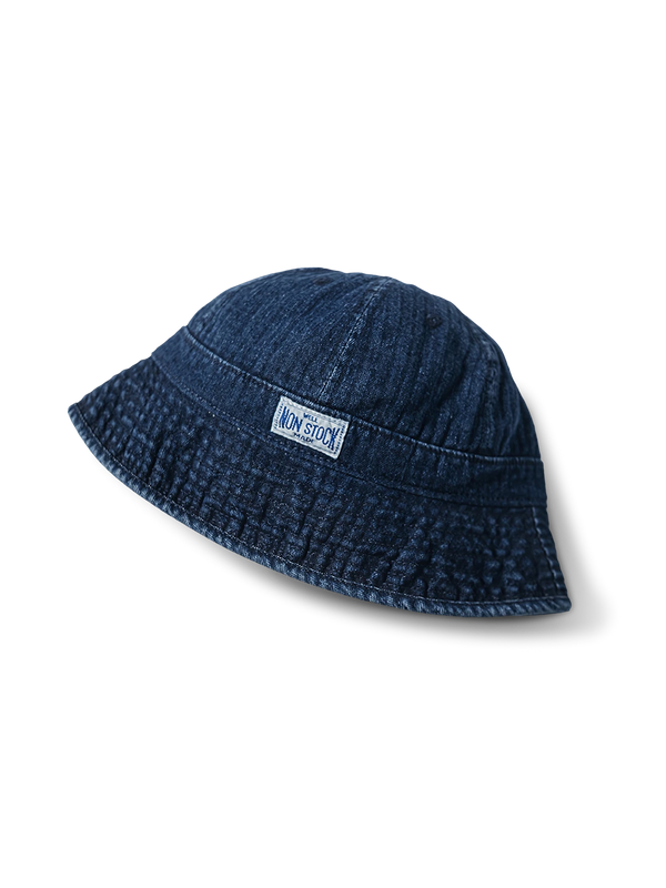 Washed denim bucket hat