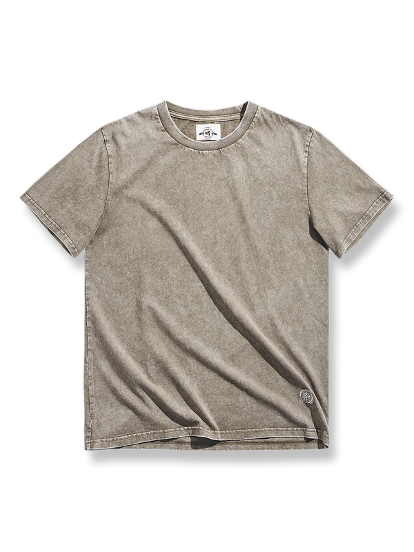 Wax-dyed khaki T-shirt