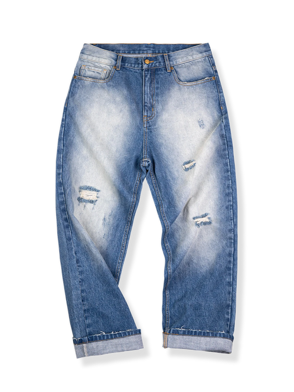 PESSOA | Distressed straight denim pants