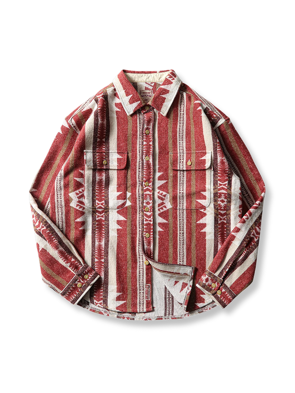 PESSOA | Navajo pattern wool blanket shirt