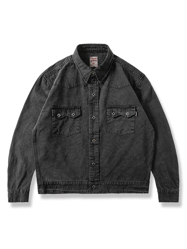 PESSOA | Aged black denim western jacket