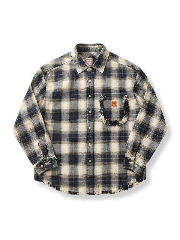 PESSOA | Warm brushed check cotton shirt, American modern style