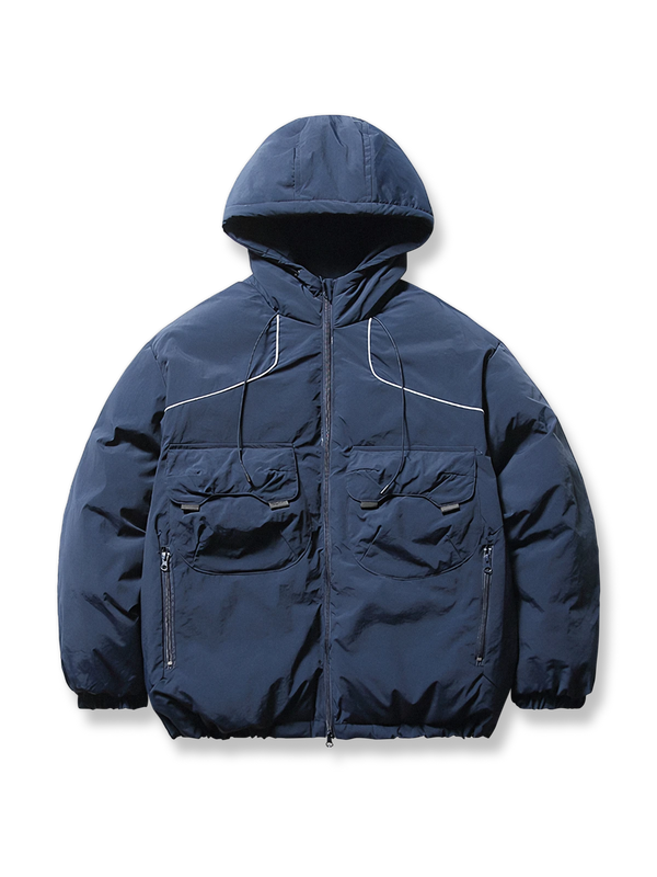 PARDON | Double pocket + hooded padded jacket