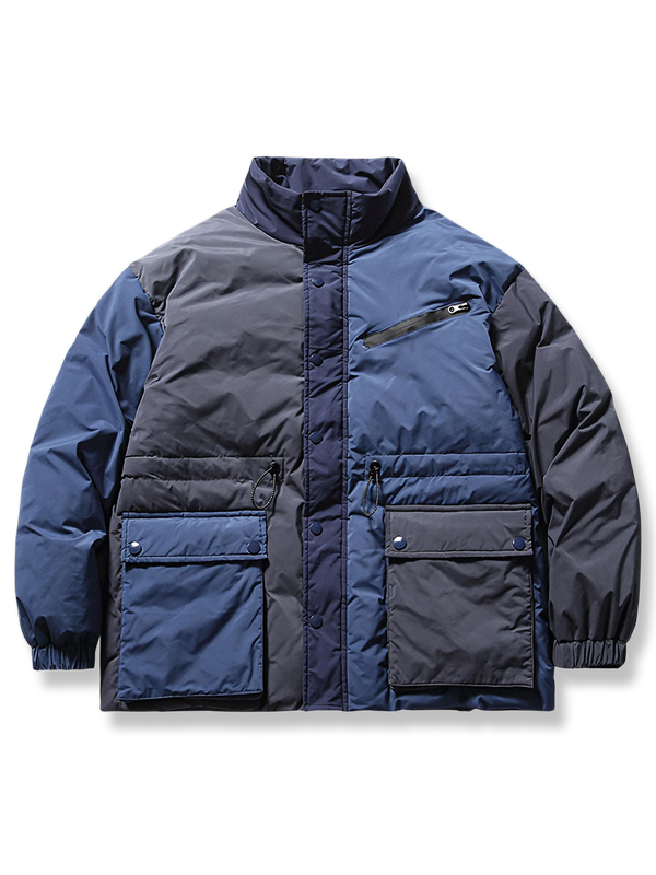 PARDON | Stand-up collar color block down jacket