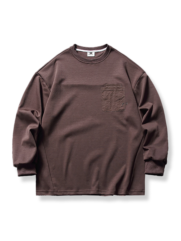 PARDON | Raglan long sleeve T-shirt with different material pockets