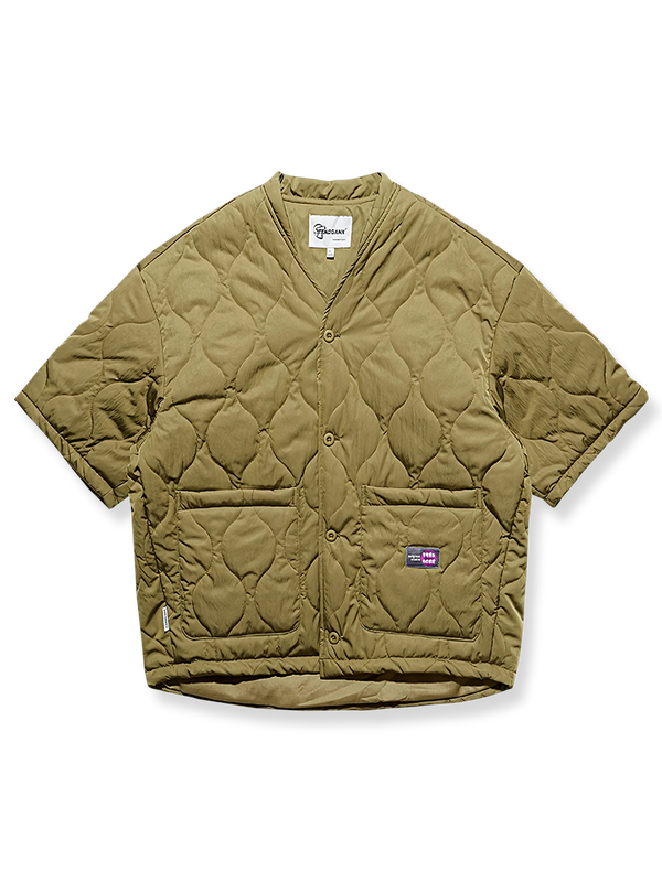 PARDON | Short-sleeved quilted collarless padded jacket