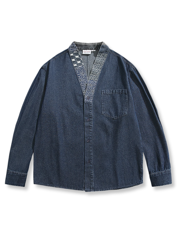 PARDON | Japanese-style print denim hanten