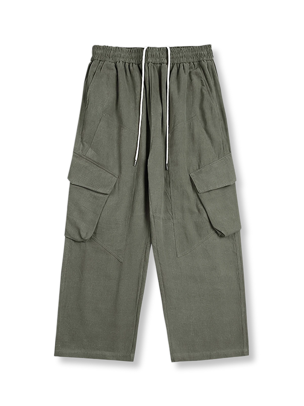 Deconstructed straight wide slacks