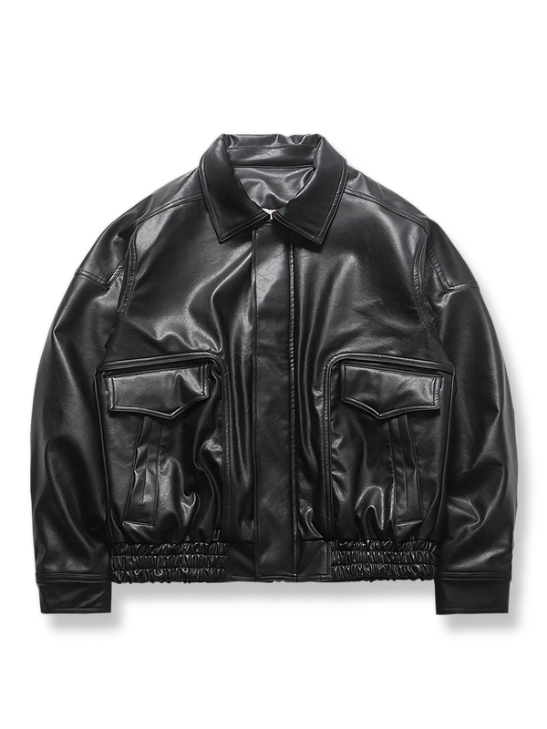 Thick PU leather jacket